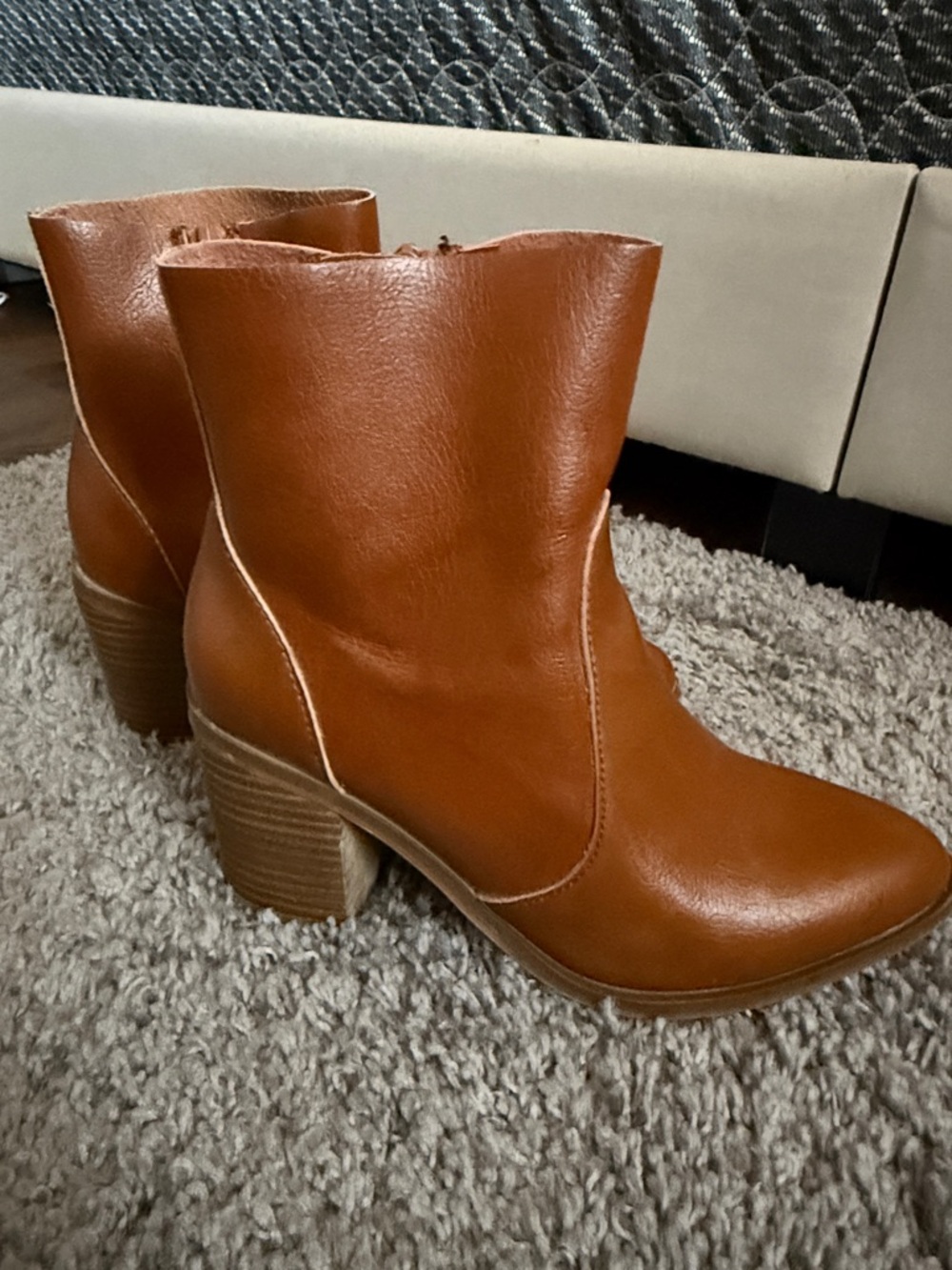 Universal Thread Cognac Mid-Calf Block Heel Ankle Boots